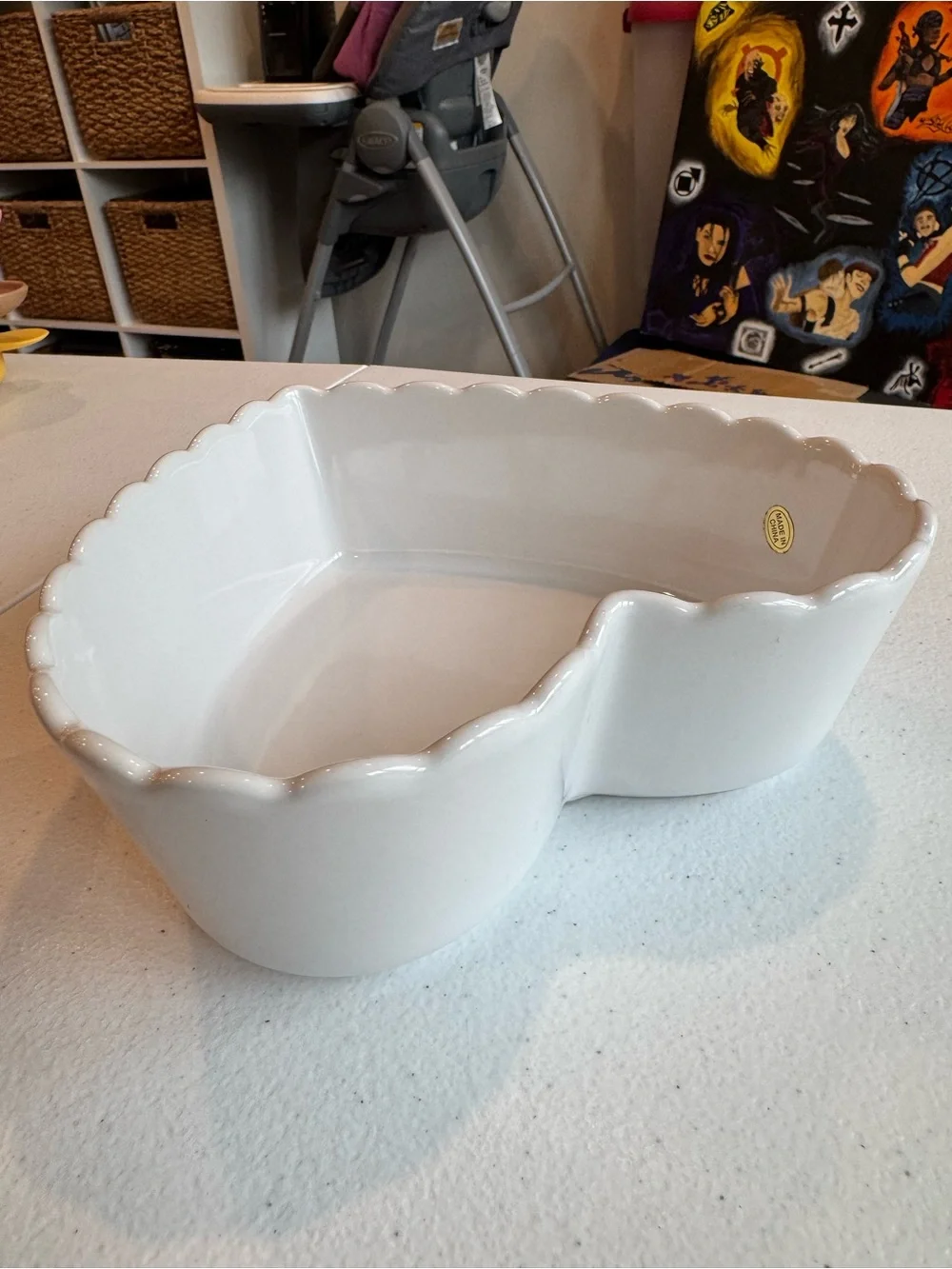 Heart-Shaped Ceramic Serving Bowl Plant Dish Knickknack Trinket Tray — White